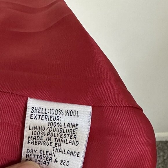 Vintage Talbots 100% Wool Blazer Jacket Women's Size 10 Petite Red Textured - Picture 4 of 6